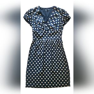 Betsey Johnson Vintage Retro Silk Polka Dot Dress Black Made In USA SZ 4